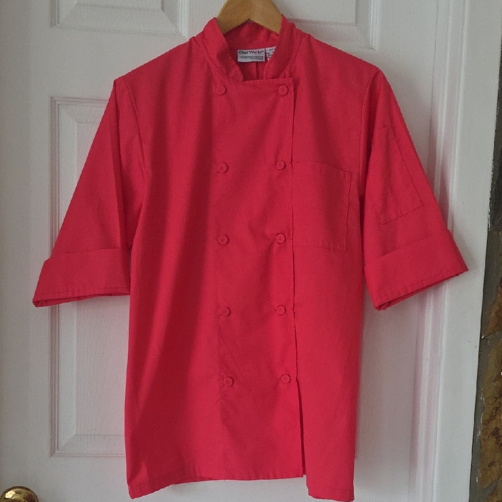 Chef Works Pink Chef Jacket Three Quarter Sleeve 65/35 Poly/Cotton Chef Coat